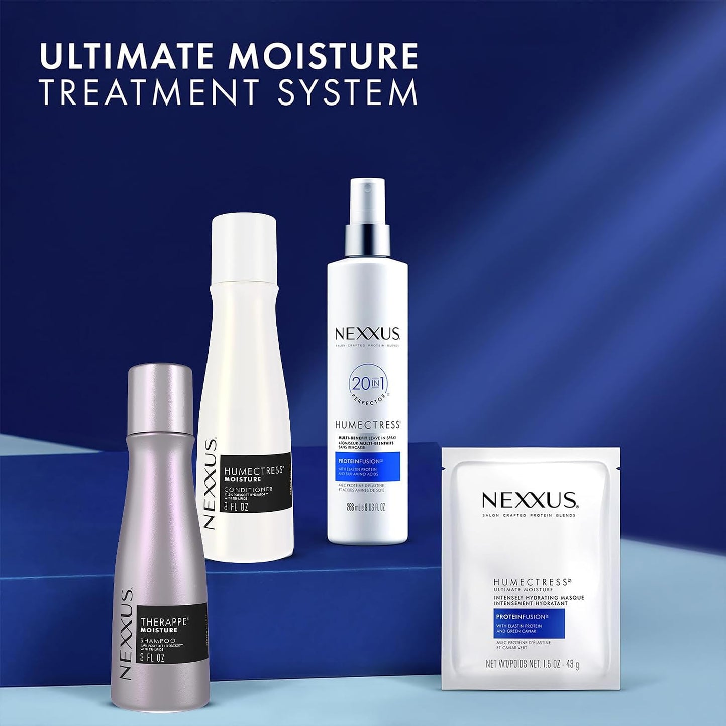 Nexxus Travel Shampoo and Conditioner, Therappe & Humectress, 3 Oz Ea | Ultimate Moisture Protein Treatment for Dry, Damaged Hair with Elastin Protein & Green Caviar | Hair Products for Women & Men