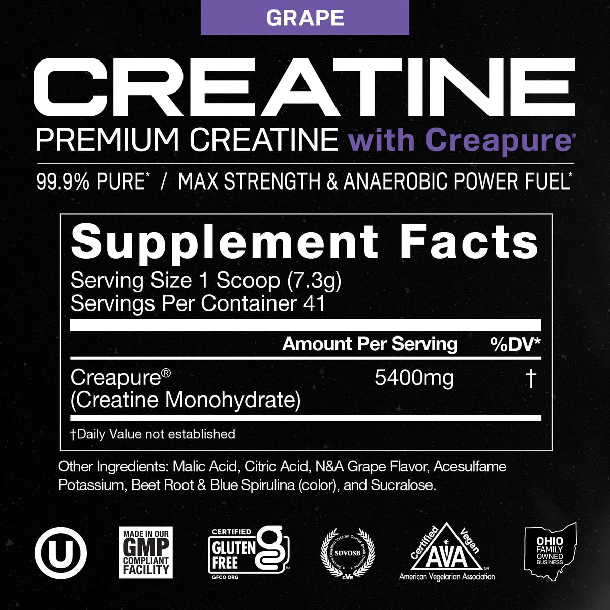 Muscle Feast Creapure Creatine Monohydrate Powder, Vegan Keto Friendly Gluten-Free