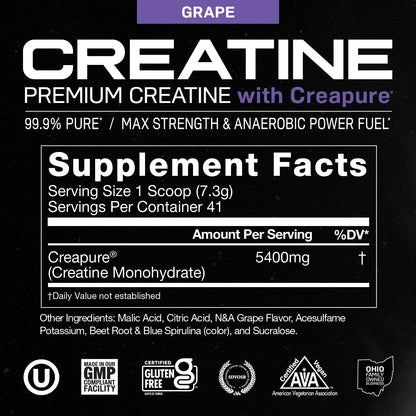 Muscle Feast Creapure Creatine Monohydrate Powder, Vegan Keto Friendly Gluten-Free