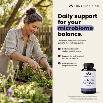 Luma Nutrition Probiotics Digestive Health for Men and Women - 30 Capsules
