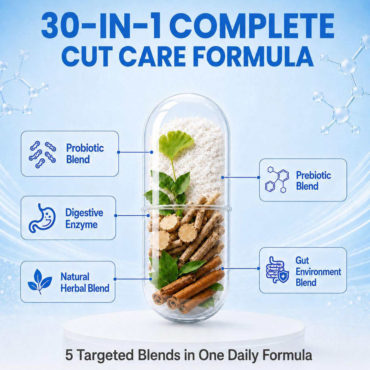 Gut Health Capsule Supplement, Supports Microbiome, Leaky Gut, and Digestion, with 80 Billion CFU Probiotics, Prebiotics, Digestive Enzymes, 30-in-1 Gut Health Supplement, 100 Capsules