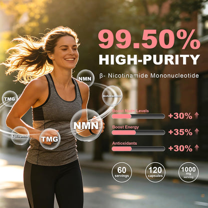 NMN Supplement 1000mg Complex, NAD+ Precursor Support, with NMN 600mg & TMG 250mg, Nicotinamide Mononucleotide Formula with Astaxanthin, Lycopene & Vitamin C, 5-in-1 Daily Cellular Energy Support