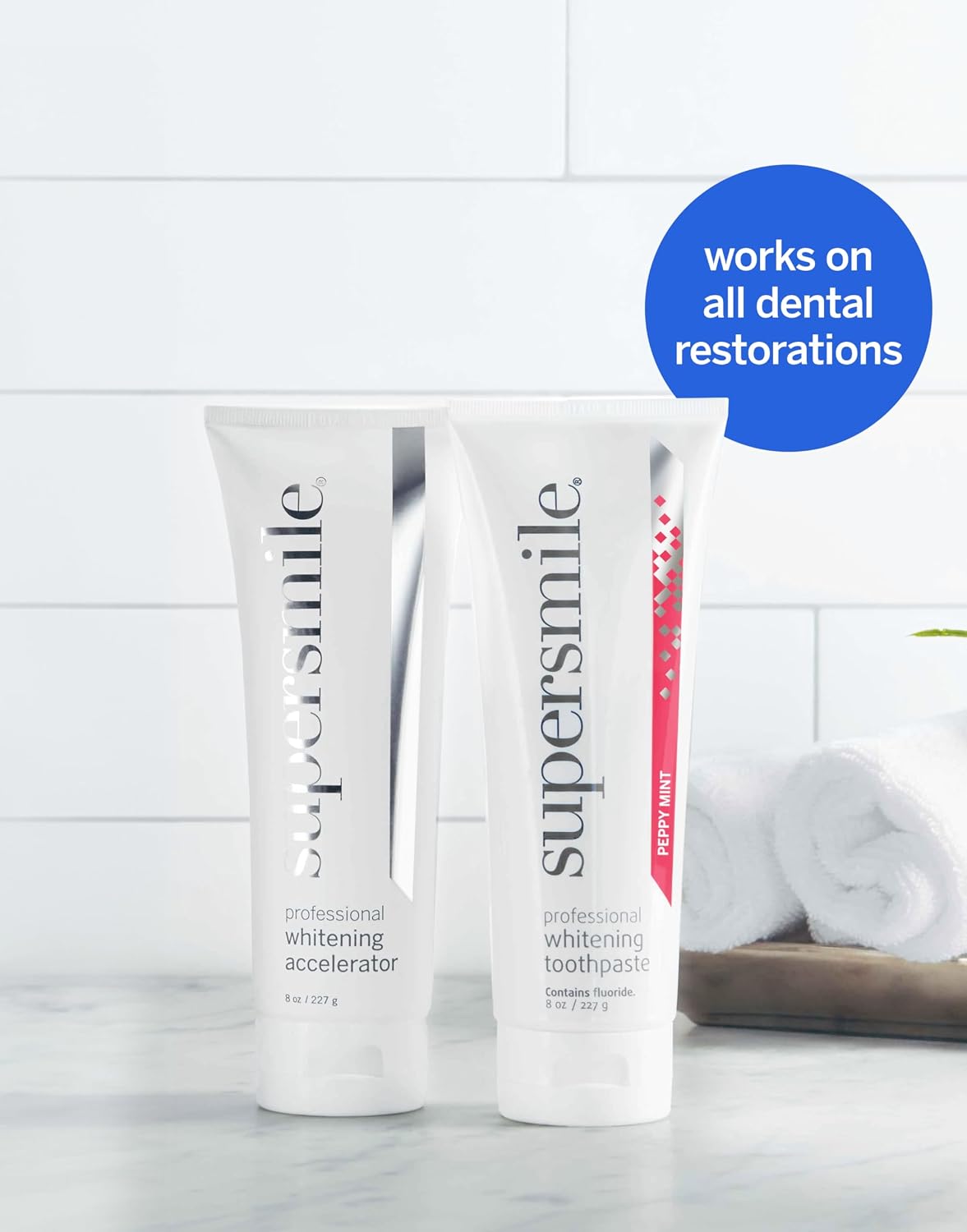 Supersmile Fluoride-Free Whitening System, 8 Oz Peppy Mint, Family Size