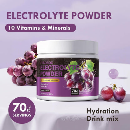 Sugar Free Electrolyte Powder Grape Flavor 70 Servings Refreshing Hydration with Potassium, Sodium & Magnesium Gluten-Free, Ideal for Athletes