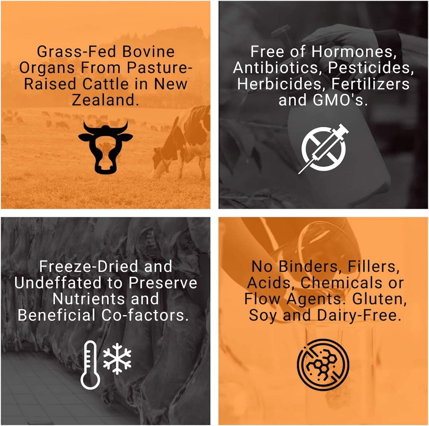 Bovine Organ Powder, Grass Fed Beef Organ Complex with Liver, Heart & Kidney, Primal Multivitamin Whole Food Supplement with Heme Iron, Vitamin A, B12, Folate, Selenium & Zinc, 90g