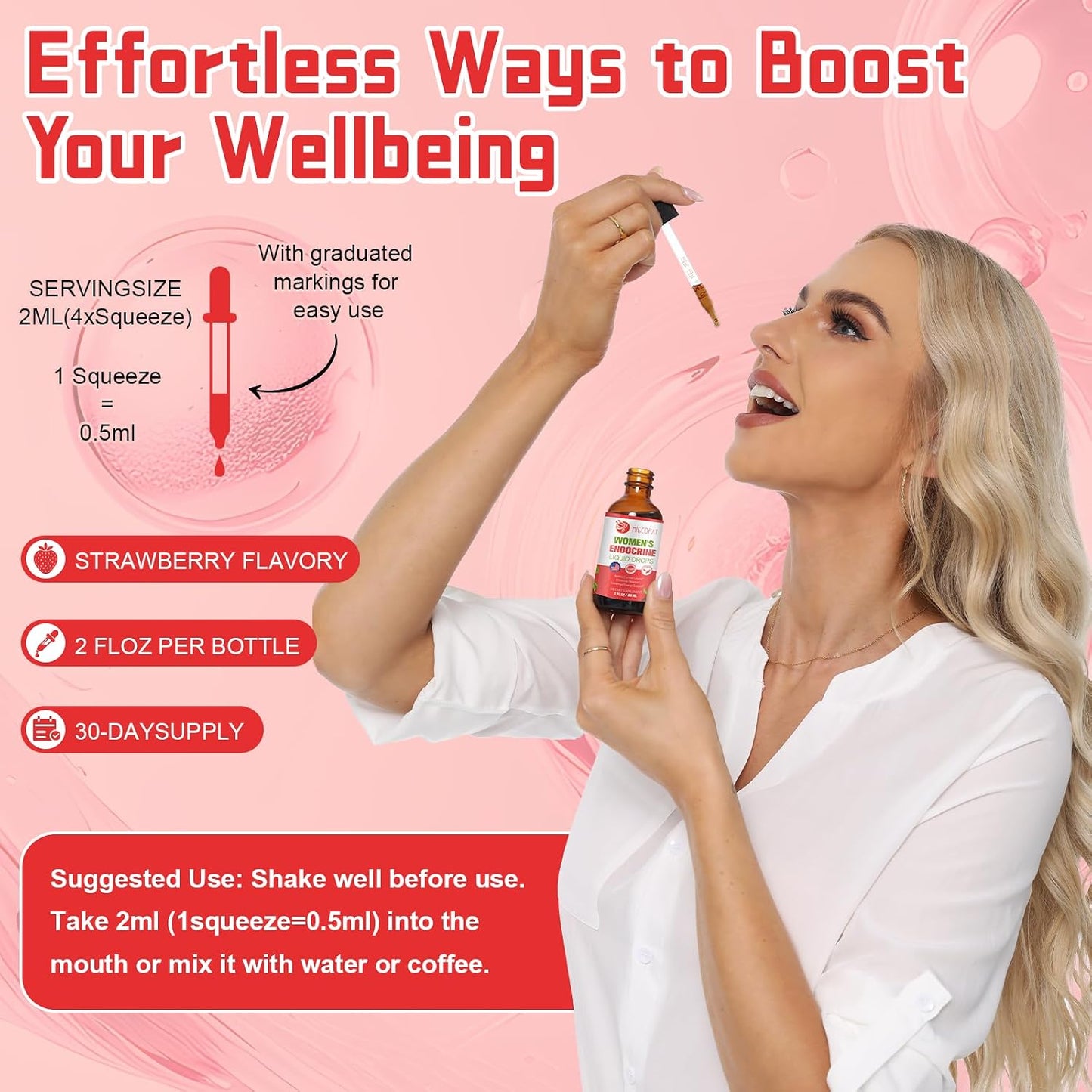 Migcopat Women Endocrine Superfood Supplement Liquid Drops, Supports Healthy Cortisol Levels, Hormonal Balance, Gut Health, Mood, Sleep Support, Multivitamin+Inositols, Rhodiola, DIM