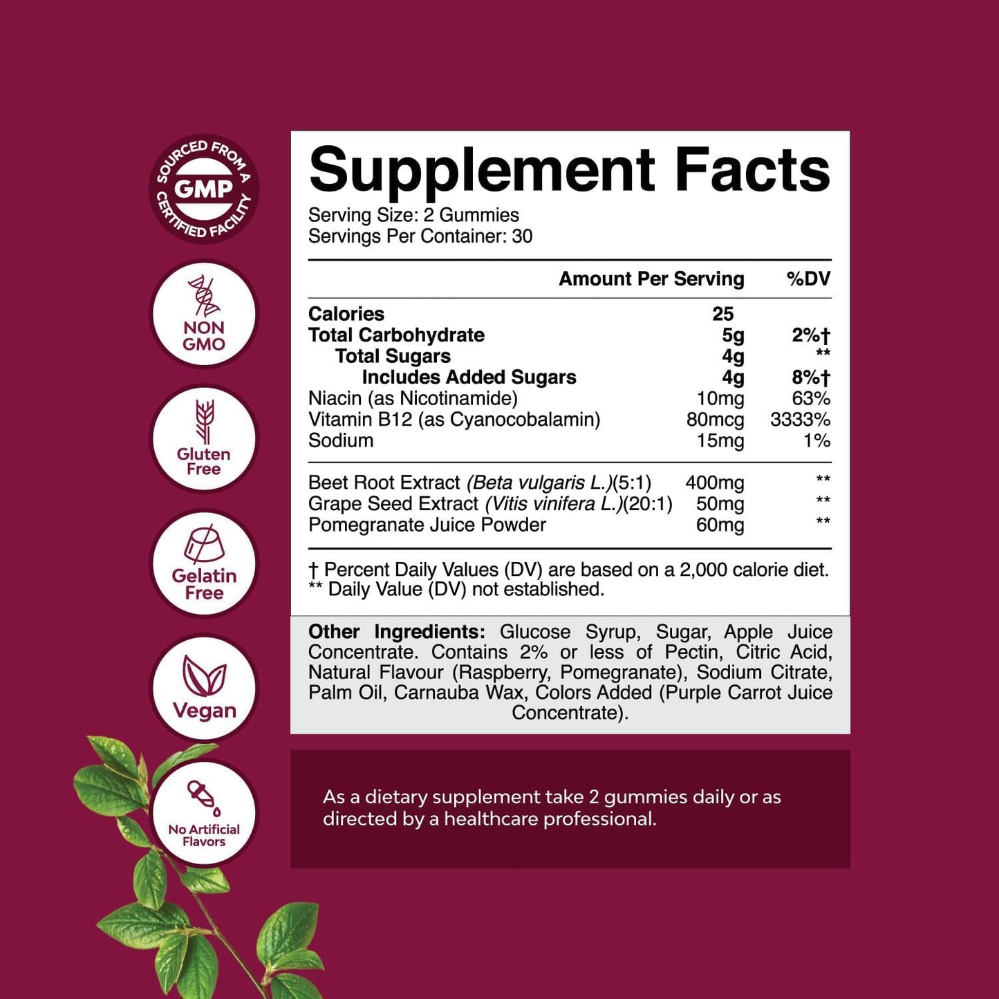 Flow Boosting Beet Root Gummies - Invigorating Beet Gummies for Adults Nitric Oxide Energy & Heart Health Support with Grapeseed Pomegranate & Vitamin B12 - Vegan Non-GMO & Gluten Free - 60 Count