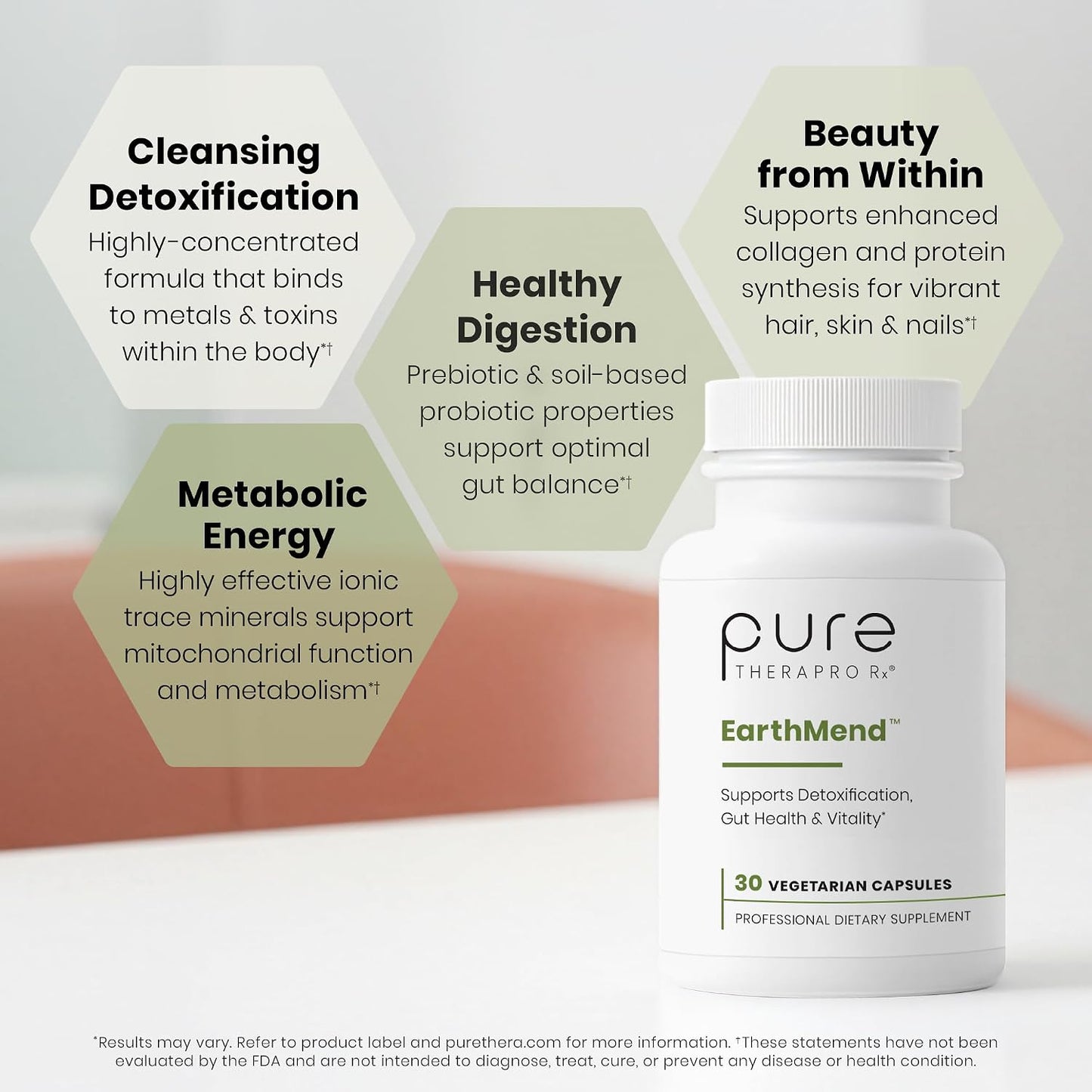 Pure Therapro Rx EarthMend Trace Mineral Capsules for Women & Men, Fulvic Acid & Humic Acid Mineral Supplement, Ionic Trace Minerals Complex, Fulvic Humic Blend, Unflavored, 30 Capsules, 30 Servings