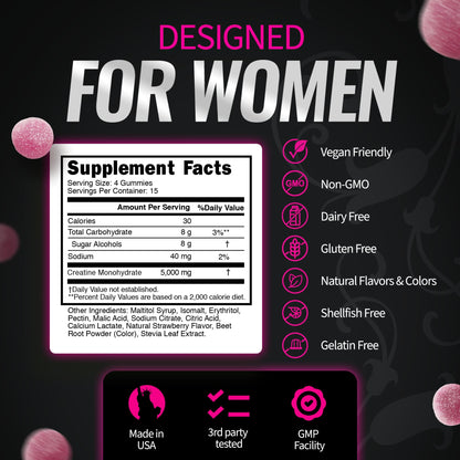 Bold Buns Creatine for Women – Supplement with Collagen & BCAA – Supports Muscle Development, Post-Workout Recovery, Skin Elasticity, Healthy Hair & Nail (30 Servings, Unflavored)