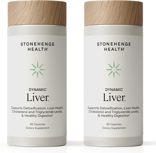 Stonehenge Health Dynamic Liver – Siliphos Milk Thistle Formula – Liver Support & Antioxidant Support, Gut-Liver Axis, Selenium, Zinc, Vitamin E, Ginger, Beetroot Extract Non-GMO, 60 Veg Caps (2 Pack)