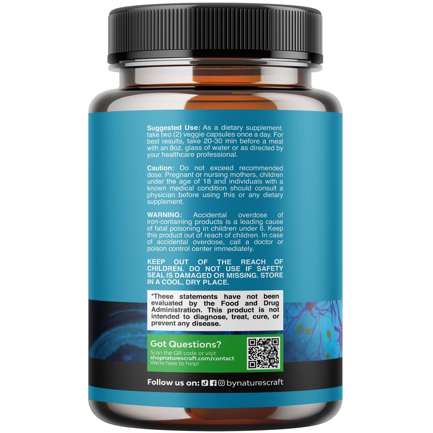 Nootropic Brain Supplement for Memory and Focus Support - Vitamins for Mental Support & Clarity with Bacopa Monnieri, VIT A, B6, Riboflavin, Niacin, Thiamin & Folate - Cognitive Complex - 60 Count