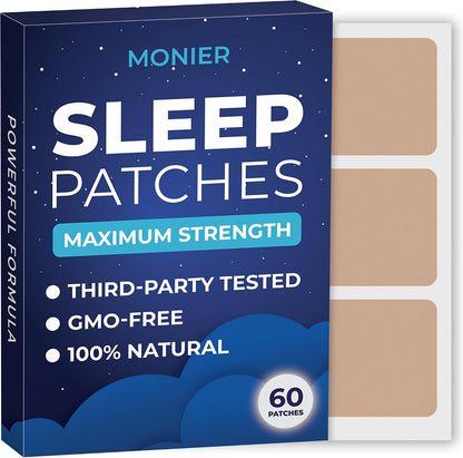 MONIER Sleep Patches for Adults Extra Strength | Easy-to-Apply Sleep Patch | With Melatonin & Valerian, Relax & Wake Up Refreshed, Long-Lasting Night Comfort For Men & Women, 60 Patches