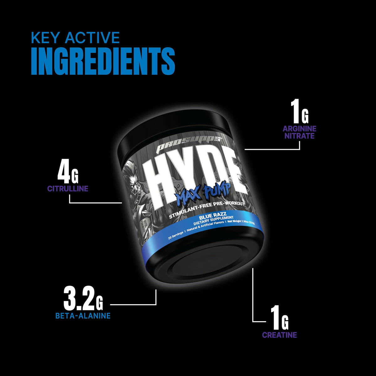 PROSUPPS Hyde Max Pump Pre Workout for Men and Women - Nitric Oxide Supplement
