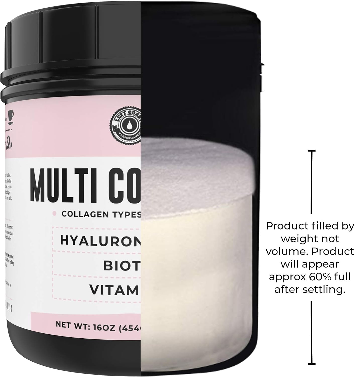 Left Coast Performance Pure Bone Broth and Multi Collagen Powder for Joint, Hair, Skin, and Nails Support