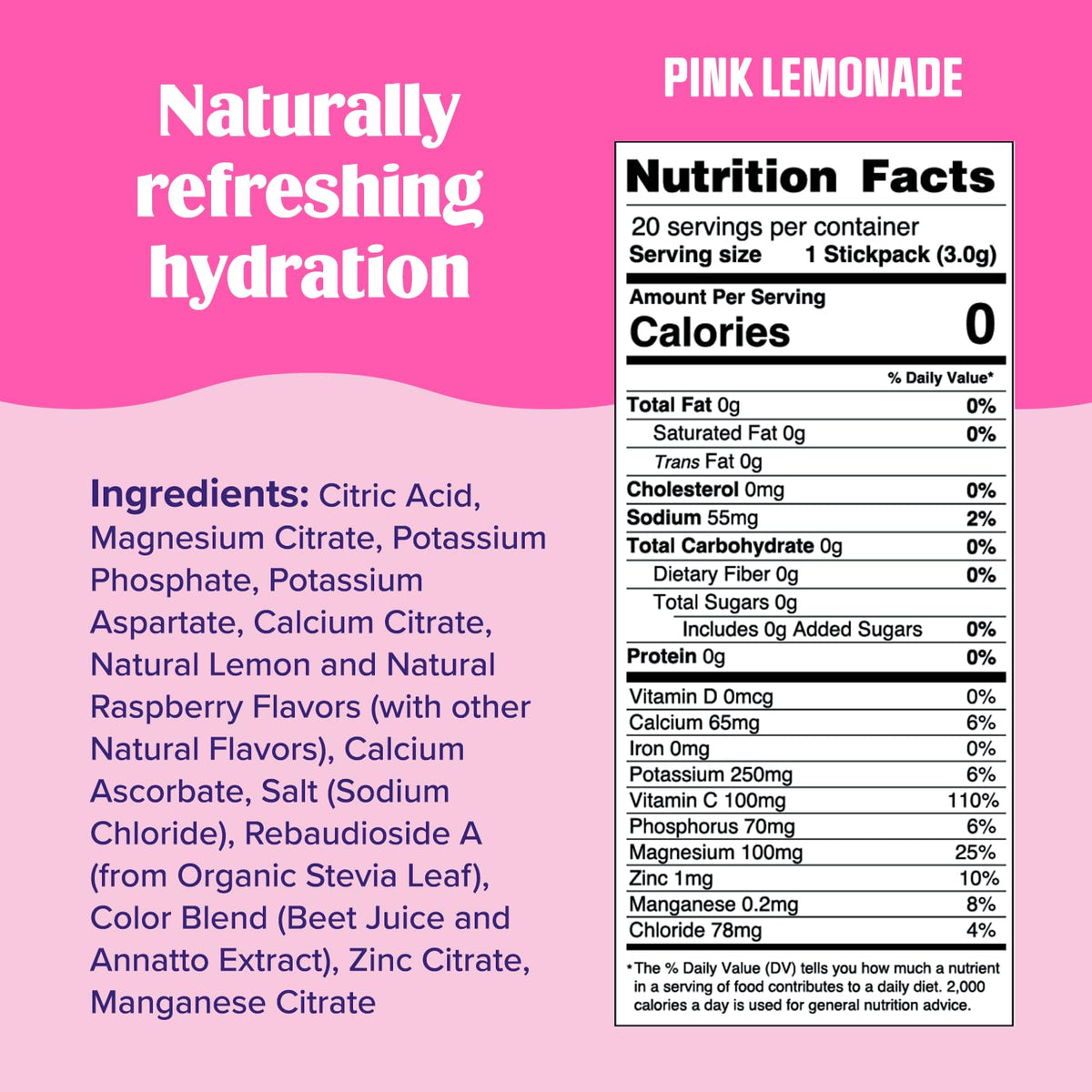 Ultima Replenisher Daily Electrolyte Drink Mix – Pink Lemonade, 20 Stickpacks – Hydration