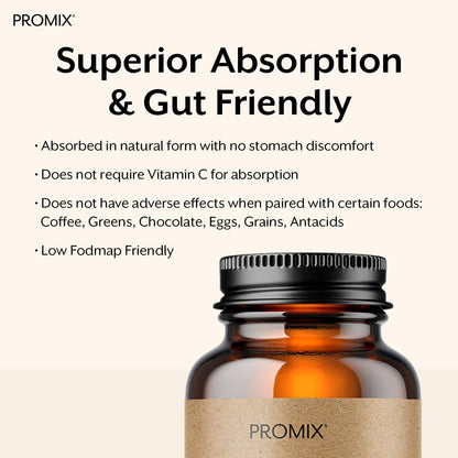 Promix Nutrition Heme Iron Supplement | Gut Friendly | 11mg polypeptide Formula - 90 Count