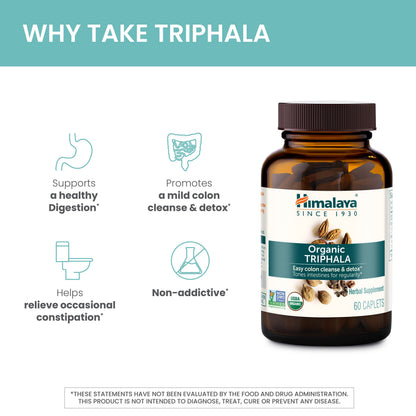 Himalaya USDA Organic Triphala Capsules, Colon Cleanse, 688 mg, 60 Caplets