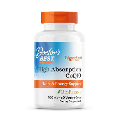 Doctor's Best High Absorption CoQ10 with BioPerine Supplement - Coenzyme Q10 Caps for Heart Health & Antioxidant Support, CoQ10 100mg for Women & Men, Non GMO, Naturally Fermented - 120 Veg Capsules