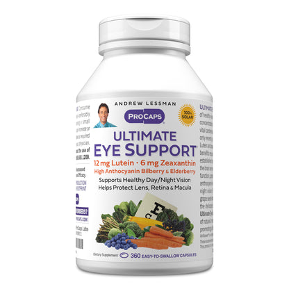 Andrew Lessman Ultimate Eye Support 60 Softgels - 12mg Lutein, 6mg Zeaxanthin, Bilberry, Key Nutrients to Support Eye Health and Promote Healthy Vision. No Additives. Easy to Swallow Softgels