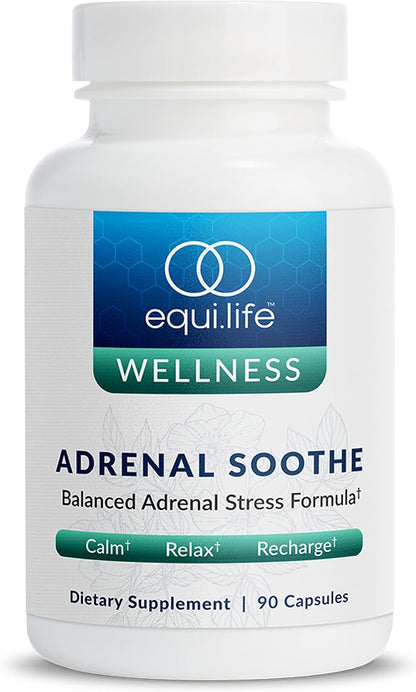 Equilife Adrenal Soothe - Balance Cortisol & Sleep Support - 90 Capsules | Ashwagandha | L-Theanine | Mental Health Support | Supplements for Men & Women | Gluten Free | Vegan | Dairy Free | Non-GMO