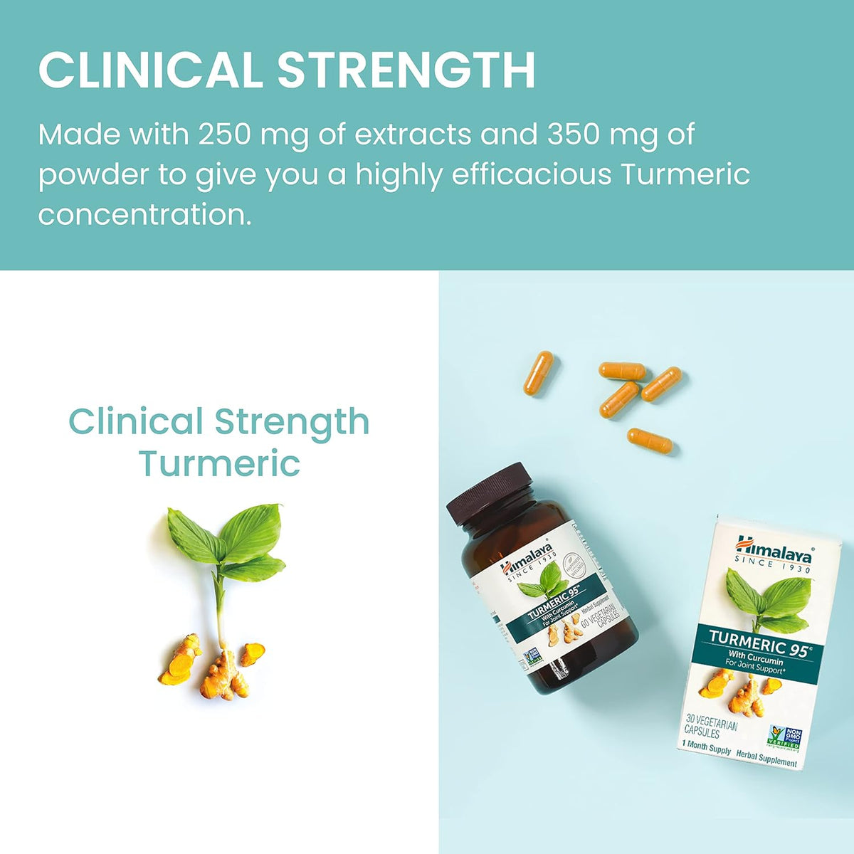 Himalaya Turmeric 95 Curcumin Supplement,Joint Support, 600 mg, 60 Capsules