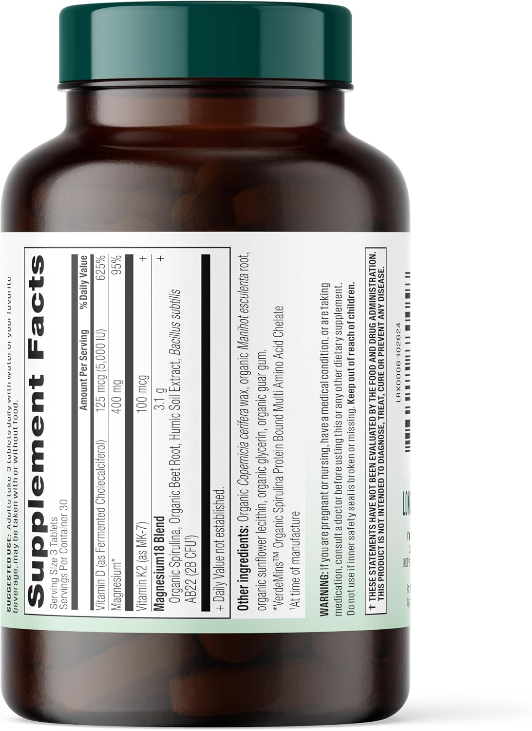 Mag18 Peptide-Bound Magnesium Complex with D3 & K2, Bone & Muscle Support, Mental Clarity, Sleep Aid