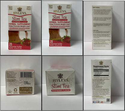 Hyleys Slim Tea Raspberry Flavor - Weight Loss Herbal Supplement Cleanse and Detox