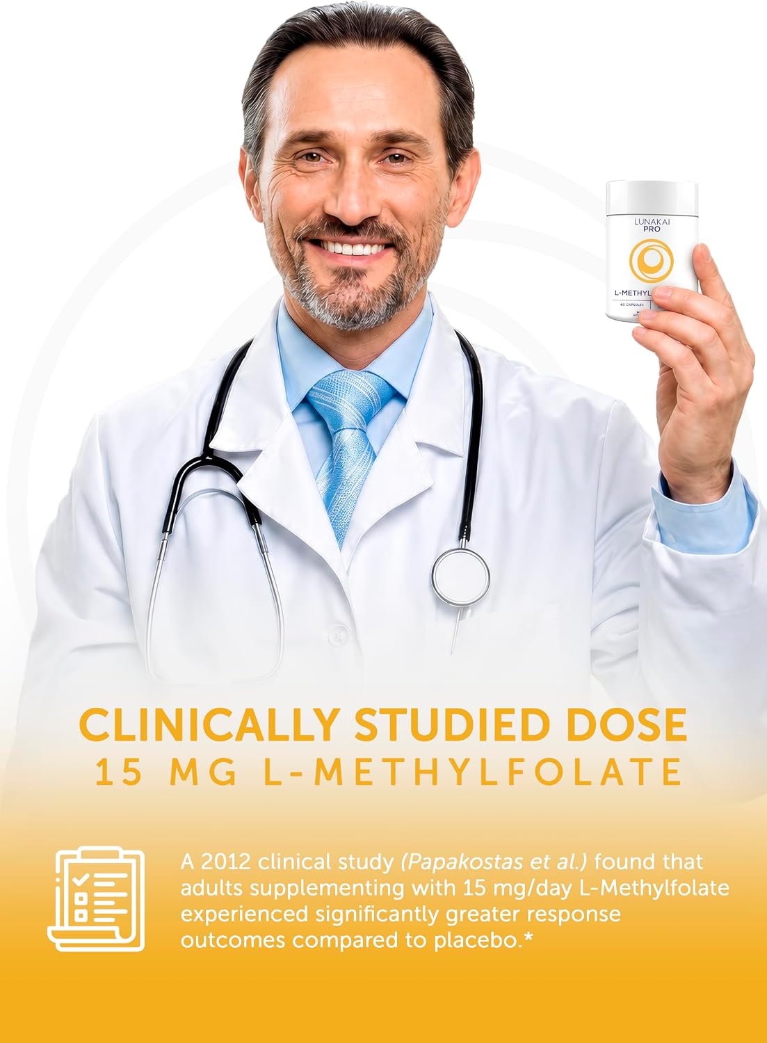 Lunakai L Methyl Folate 15mg Plus B2, B6 & Methyl B12 - Active 5-MTHF Form | USA Made, High Potency L-MethylFolate Supplement - Daily Brain, Mood & Energy Support, Non-GMO MTHFR, 60 ct