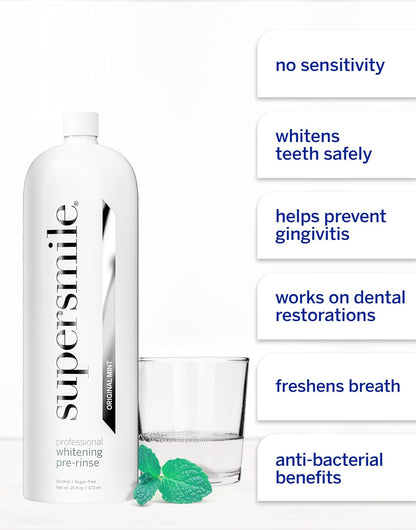 Supersmile Whitening Pre-Rinse, Original Mint, Alcohol-Free, 16 Fl Oz