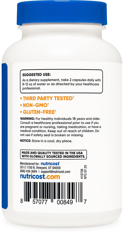 Nutricost L-Citrulline 1500mg, 180 Capsules - 750mg Per Capsule, Gluten Free, Non-GMO, Packaging May Vary