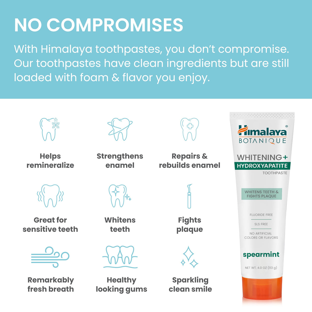 Himalaya Botanique Whitening+ Nano Hydroxyapatite Toothpaste, Mint, 4 oz