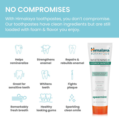 Himalaya Botanique Whitening+ Nano Hydroxyapatite Toothpaste, Mint, 4 oz
