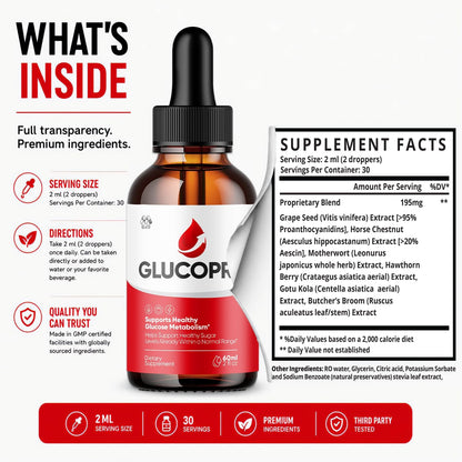 Glucopril Drops, Advanced Formula Blood Health Support 5-Pack, 150 Servings
