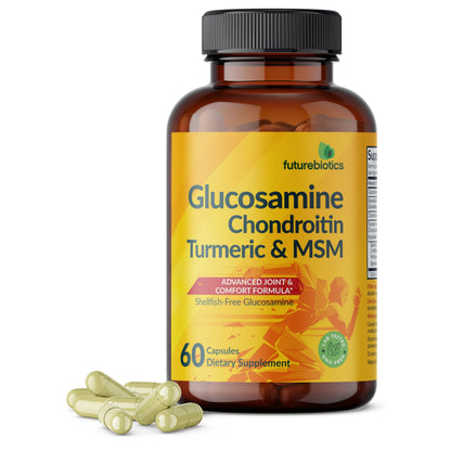 Futurebiotics Glucosamine Chondroitin Turmeric & MSM Advanced Joint Formula, Supports Healthy Joints & Mobility - Non-GMO, 90 Capsules