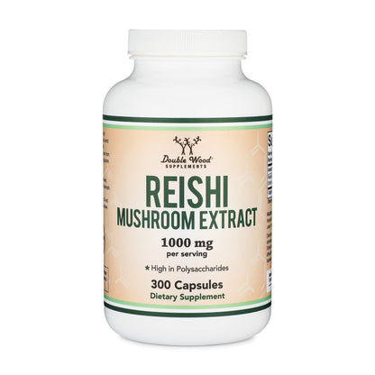 Reishi Mushroom Capsules (4:1 Ganoderma Extract, 1,000mg Red Reishi Powder Servings)