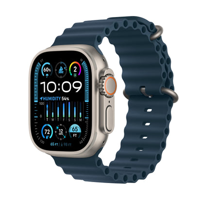 Apple Watch Ultra 2 [GPS + Cellular, 49mm] - Titanium Case with Blue Ocean Band, One Size (Renewed)