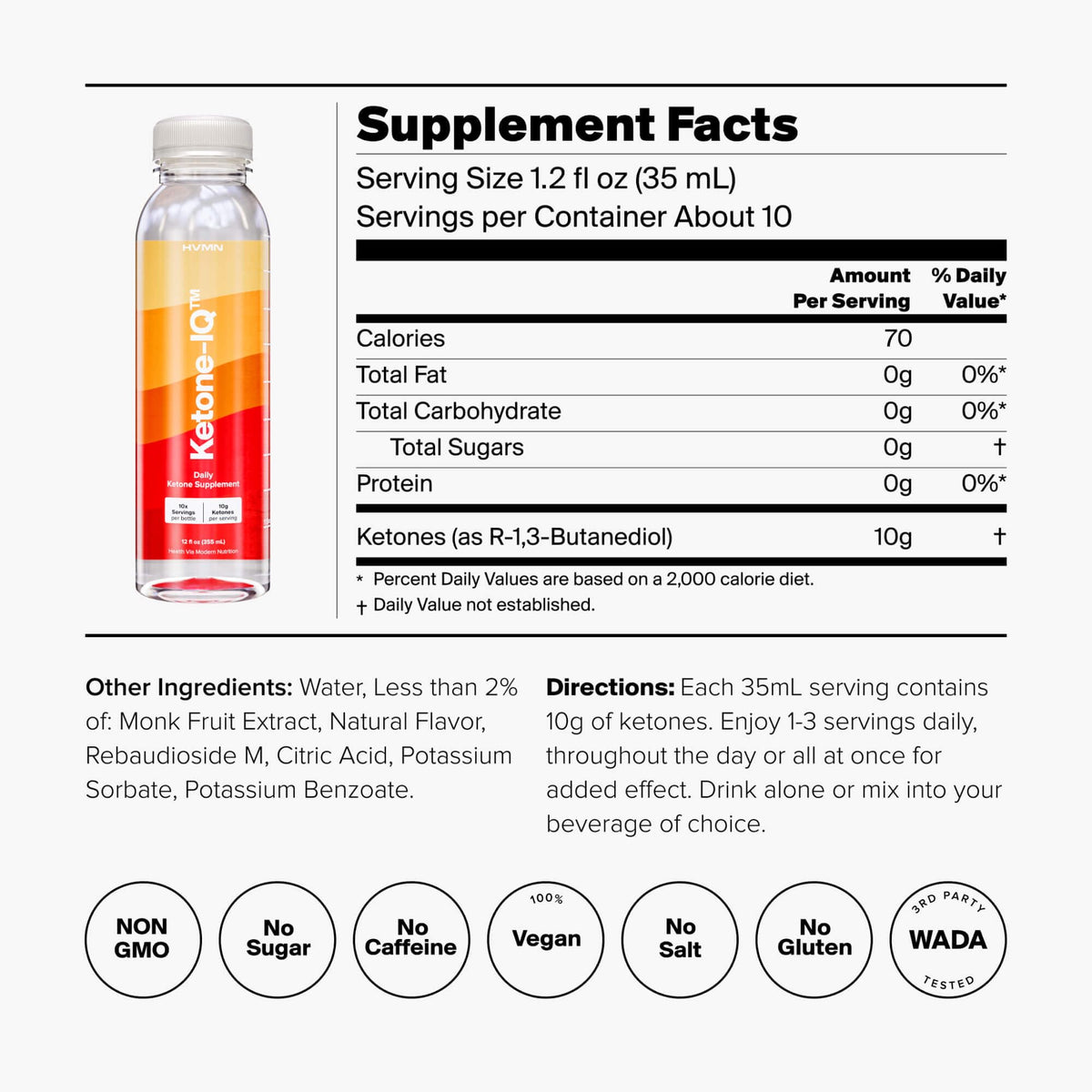 H.V.M.N. Ketone IQ - Get Your Fuel from Ketones. No Sugar, No Salt, No Caffeine. 30 Servings
