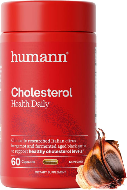 HumanN Cholesterol Health Daily, Aged Black Garlic Extract & Citrus Bergamot, Cholesterol, Lipid, & Liver Support Supplement, 60 Capsules