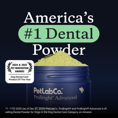 PetLab Co. ProBright Advanced Dental Powder, Small Dogs, 30 Scoops | Three-Time Award-Winning* formula shown to support tartar reduction and fresh breath in 28 days, One scoop daily