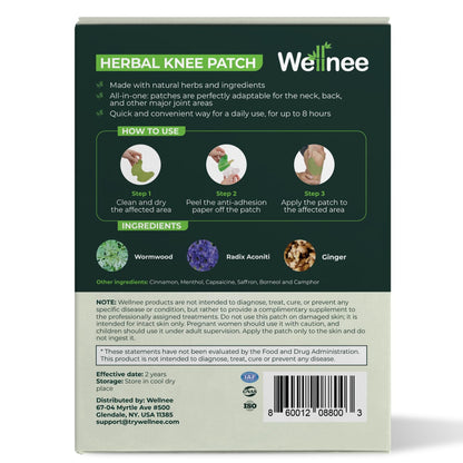 Wellnee Knee & Joint Wellness Bundle – Herbal Patches (10 pcs) & Support Capsules (90 servings)