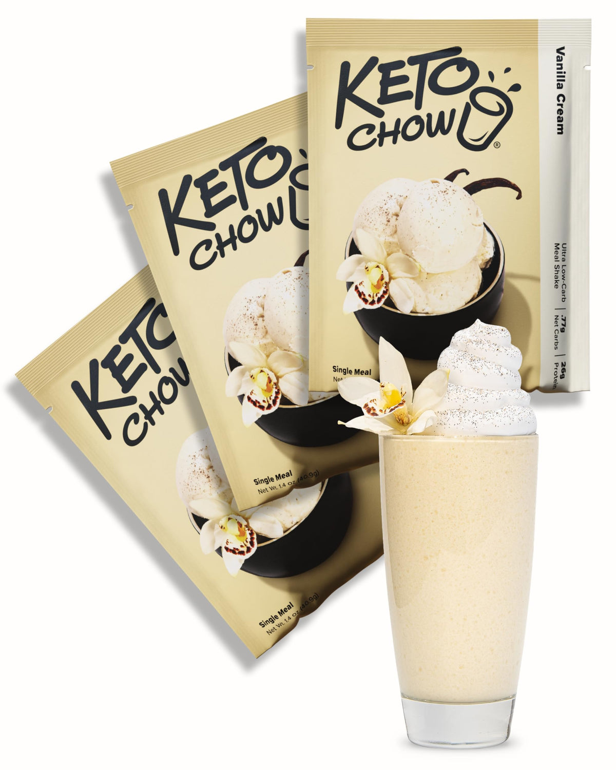 Keto Chow Chocolate Peanut Butter Meal Replacement Shake Powder, 3 Meals