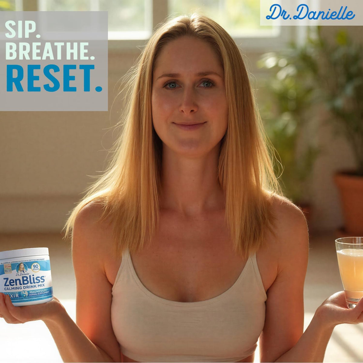 Zenbliss Calming Magnesium Drink Mix for Relaxation & Muscle Comfort – Magnesium Powder Supplement for Stress Support – By Dr. Danielle