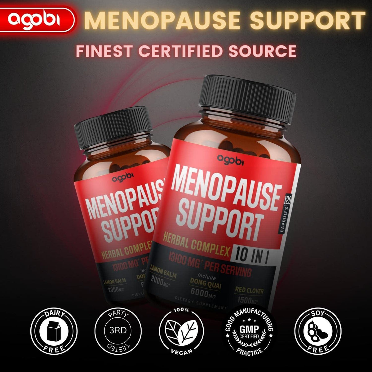 agobi Menopause Support for Women Health 13100 Mg - 10in1 with Dong Quai, Lemon Balm
