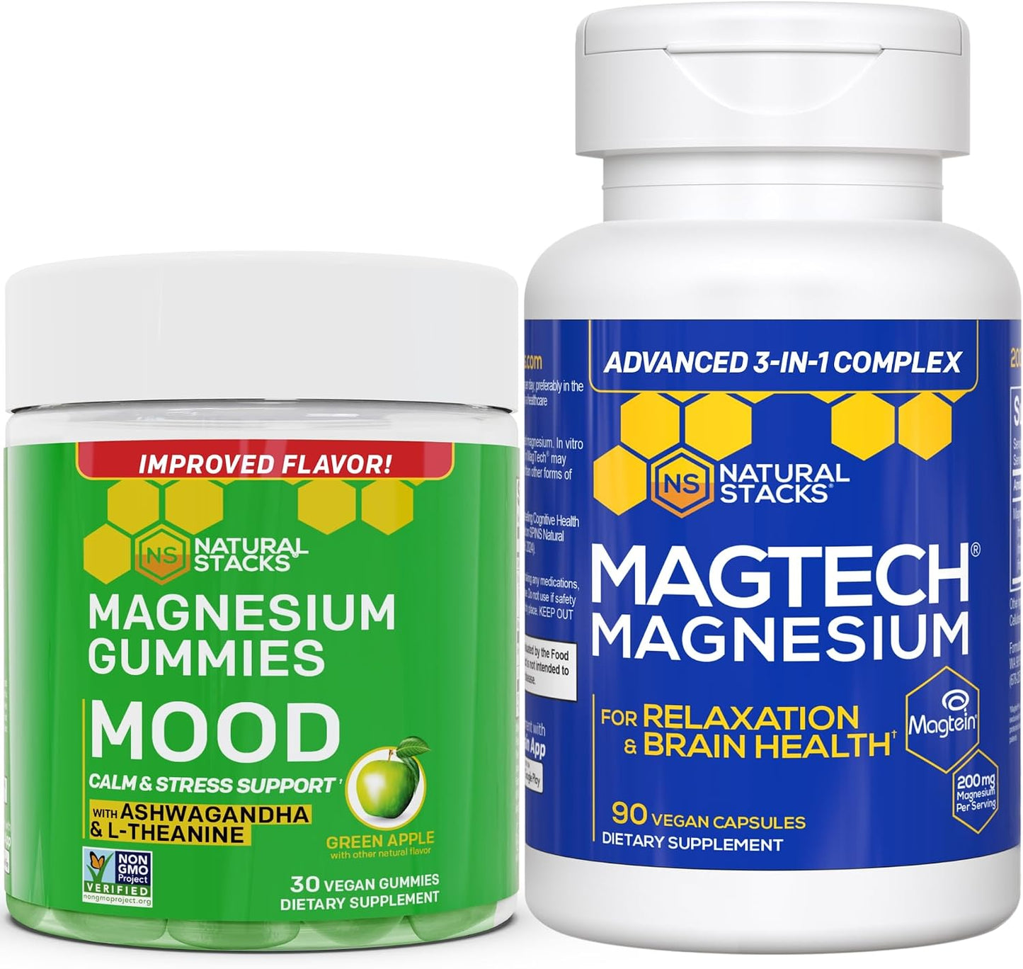 Natural Stacks Magtech + Mood Magnesium Gummies Bundle - 4 Forms of Magnesium - Supports Relaxation and Brain Health* - 120 Pieces