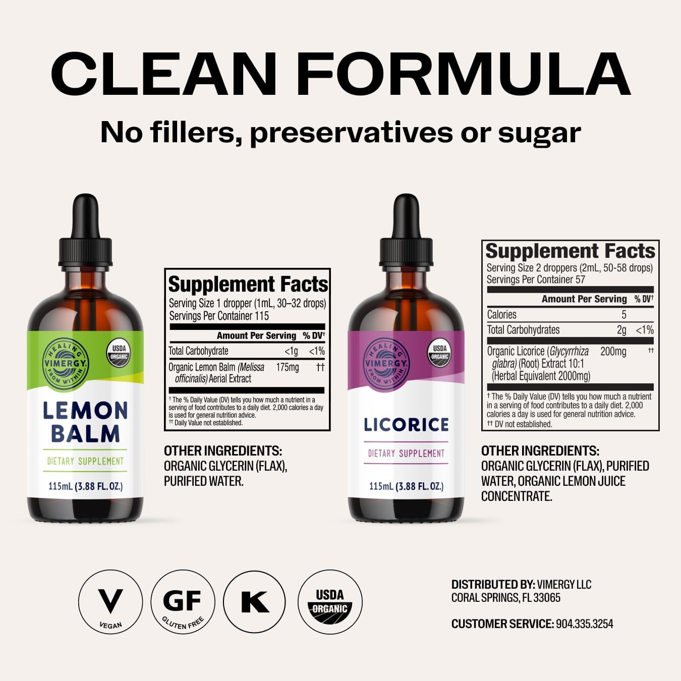 Vimergy GLP-1 Digestive Kit* – Lemon Balm (115ml) + Licorice (115ml) – Digestive + Stress Support – Organic, Vegan, Kosher – Fast-Absorbing Liquid Extracts – Herbal Tea Companion for GLP-1 Users