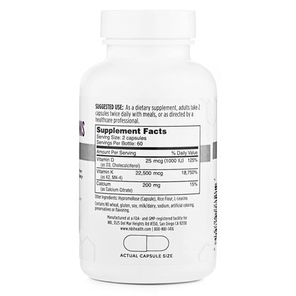 NBI Osteo-K Bone Support - Mini | Vitamin D & K Complex with Calcium Citrate Supplement