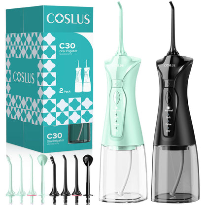 COSLUS C30 Water Dental Flosser, Upgraded DIY Mode, Black, 1Pcs