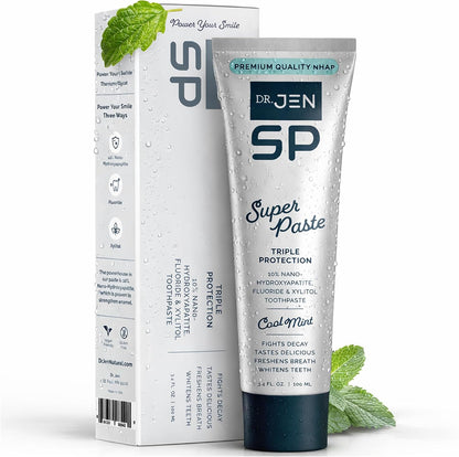 Dr. Jen Super Paste Toothpaste, 10% Nano Hydroxyapatite, Dentist Designed
