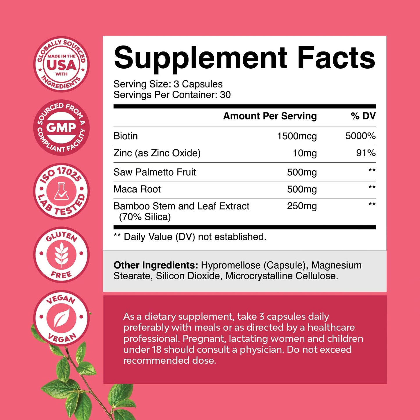 Saw Palmetto for Women 500mg - DHT Blocker for Women 30-Day Supply - Hair Vitamins for Hair Loss Supplement - Saw Palmetto Extract Capsules with Maca Root & Biotin - 90 Count