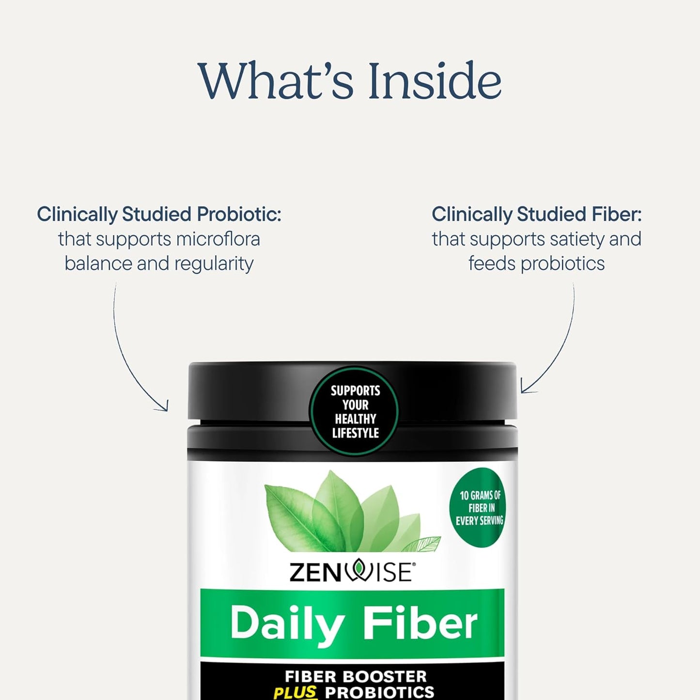 Zenwise Health Metabolic Probiotics Daily Fiber Powder Prebiotic - 15 Day | 15-day Supply, 10g Soluble Fiber, Fibersol, Satiety, Metabolic Probiotics, Appetite Control, Unflavored Powder